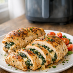 Easy Air Fryer Spinach and Cheese Stuffed Chicken