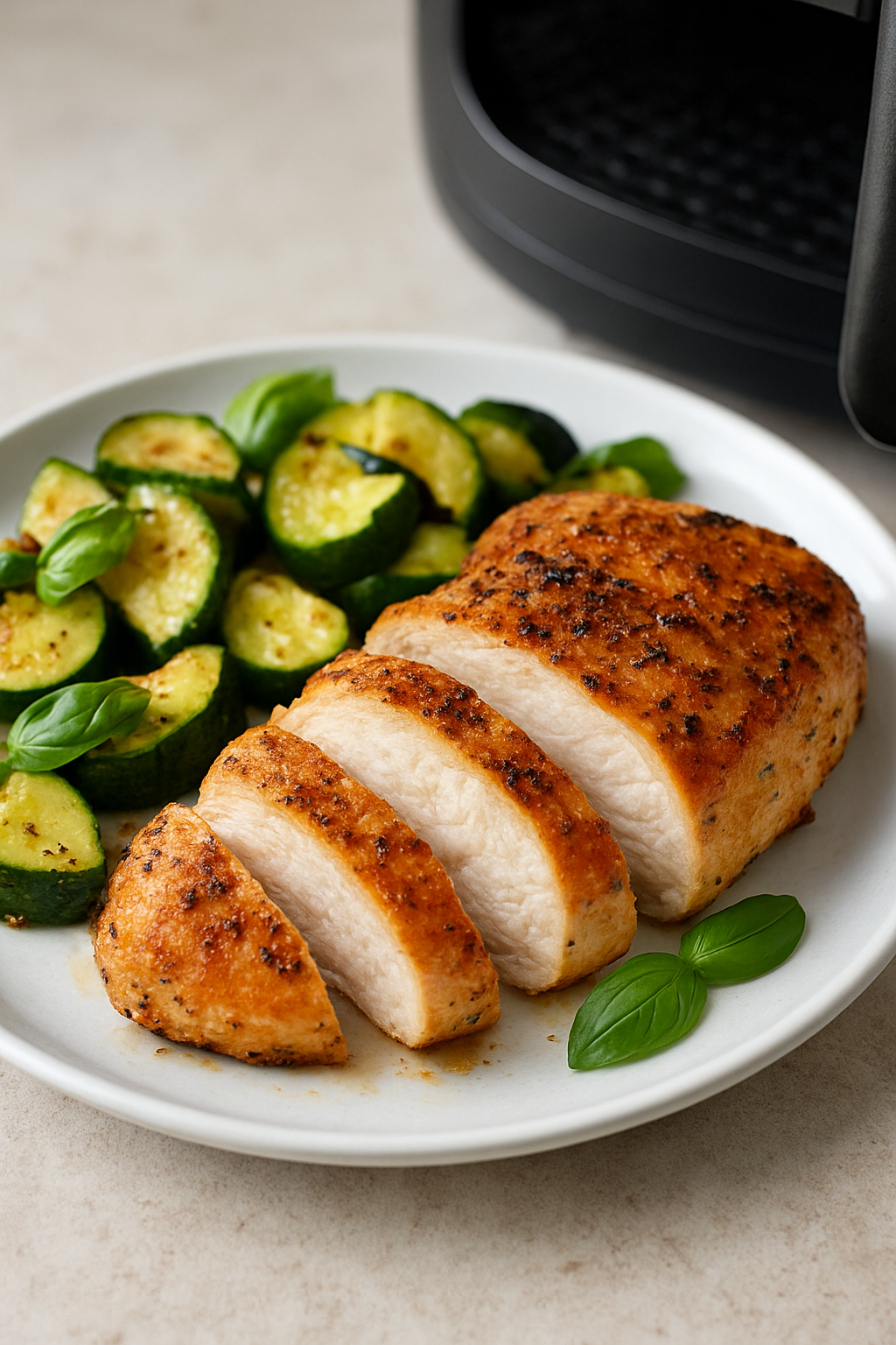 Healthy Air Fryer Chicken Breast with Courgettes