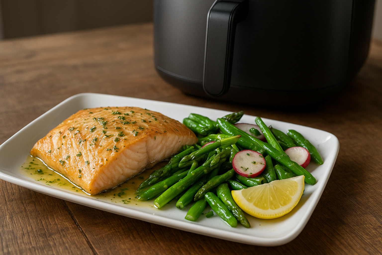 Easy Air Fryer Trout Fillets with Spring Veg Toss