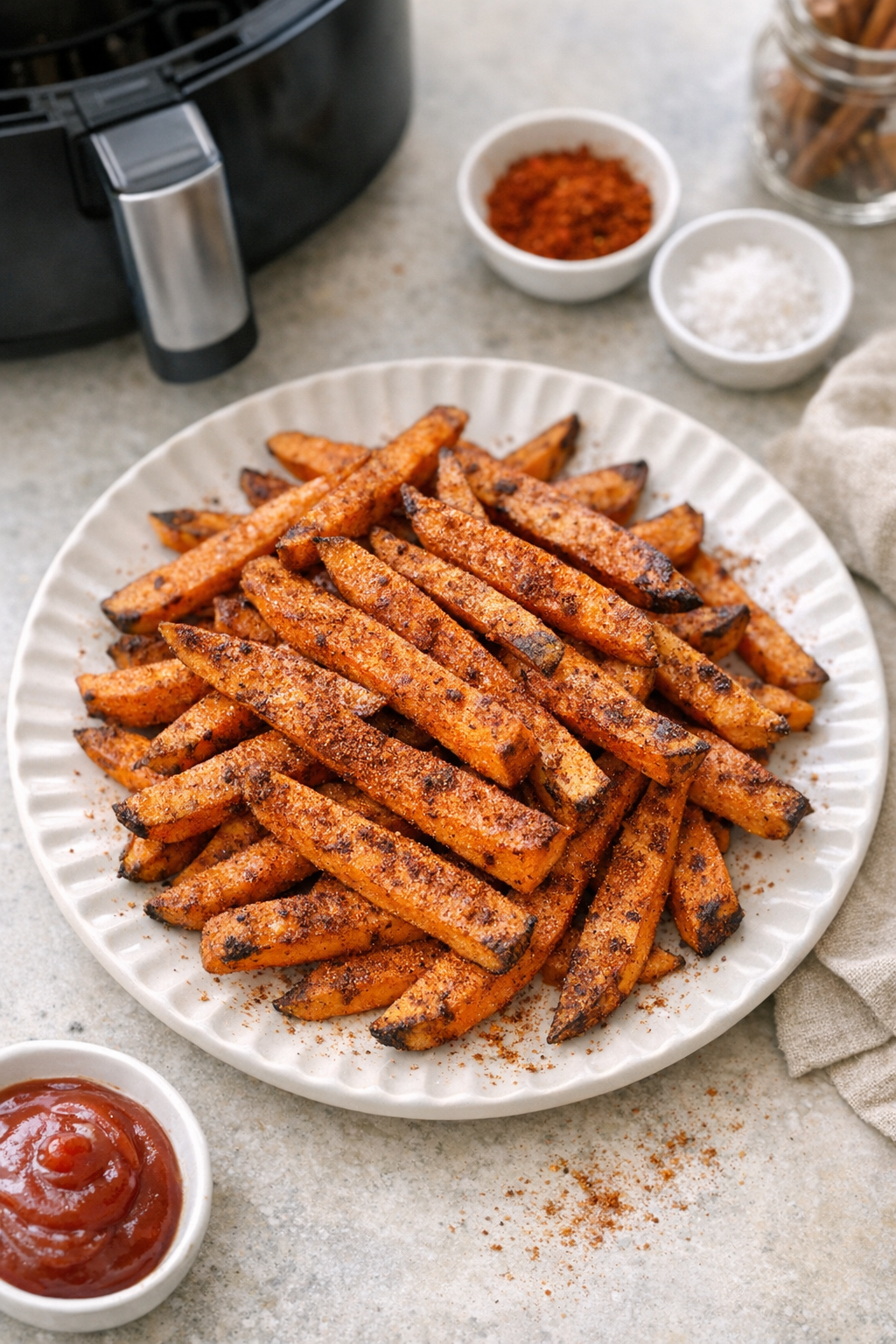 Air Fryer Sweet Potato Fries with Cinnamon Chili