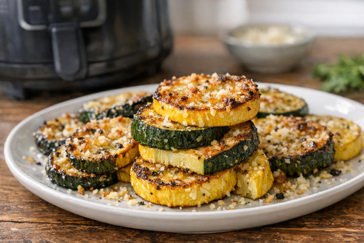 Air Fryer Roasted Zucchini & Squash with Parmesan