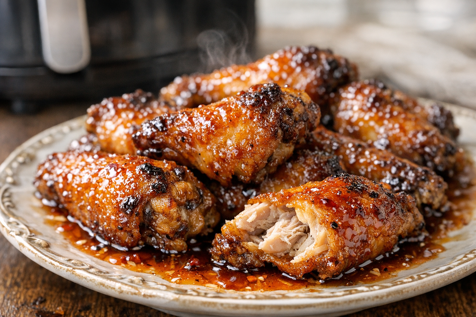 Air Fryer Chicken Wings with Hot Honey Glaze
