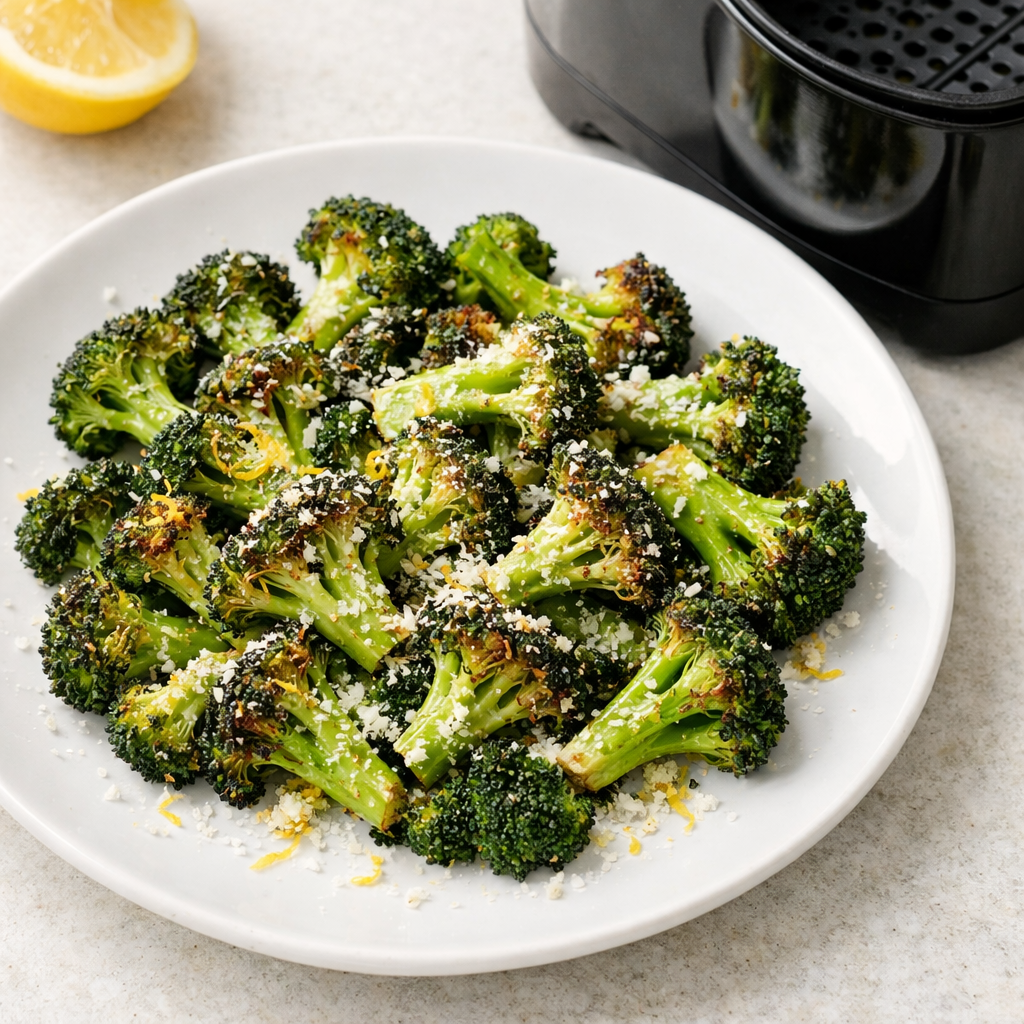 Air Fryer Broccoli with Lemon Pepper & Parmesan