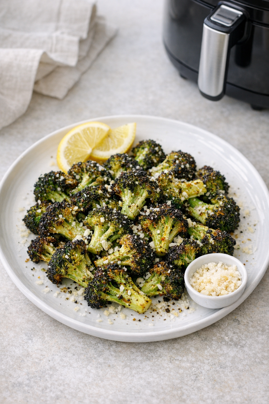 Air Fryer Broccoli with Lemon Pepper & Parmesan