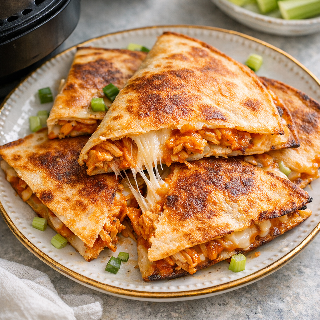 Air Fryer Buffalo Chicken Quesadillas (Crispy Tortilla)