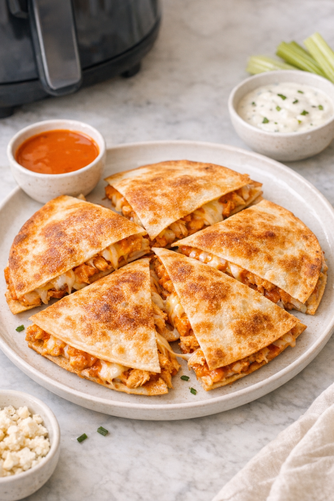 Air Fryer Buffalo Chicken Quesadillas Crispy Tortilla