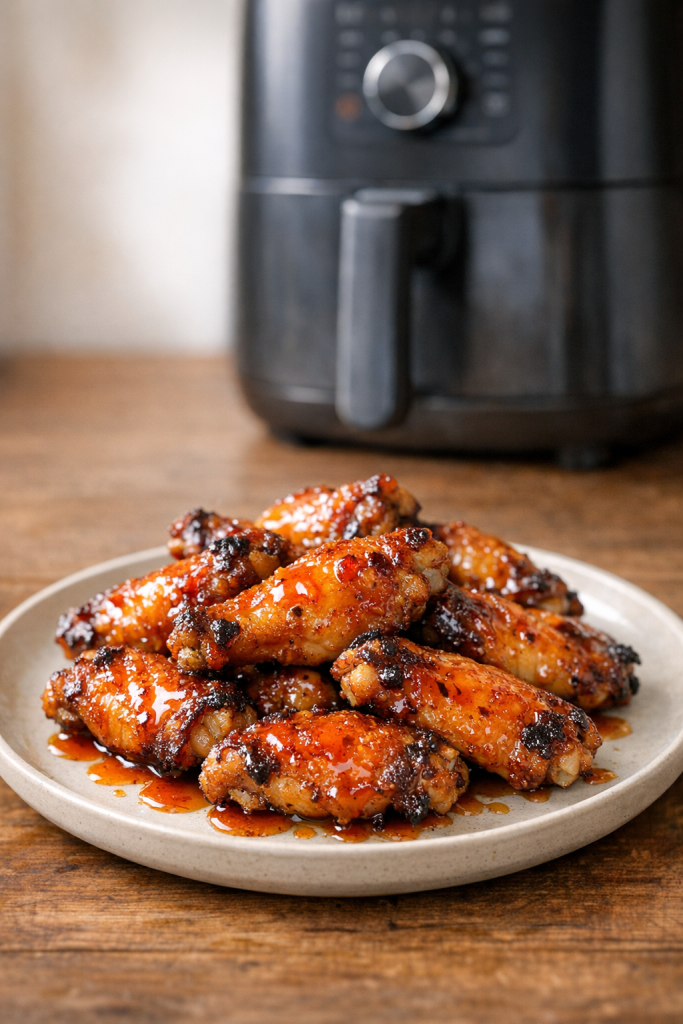 Air Fryer Chicken Wings with Hot Honey Glaze