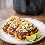 Air Fryer Blackened Fish Tacos with Cabbage Slaw