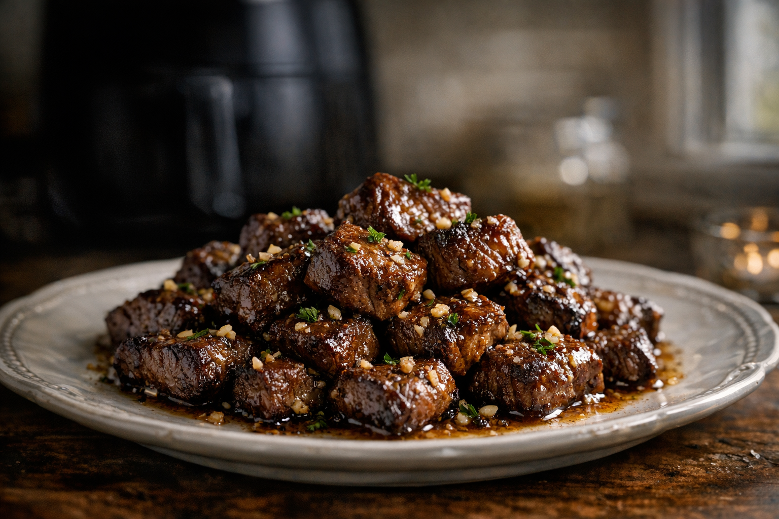Air Fryer Steak Bites with Garlic Butter (Date Night)