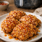 Air Fryer Chicken Thighs with Crispy Cornflake Crust and Spicy Honey