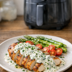 Air Fryer Chicken Breast with Spring Herb Yogurt Sauce
